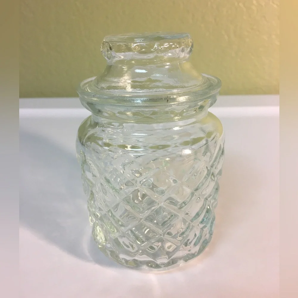 Vintage Clear Glass Jar With Lid
